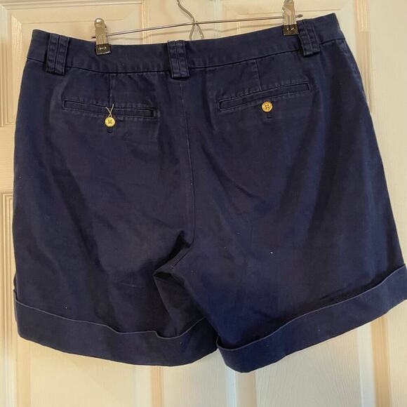 Lauren Ralph Lauren Navy Blue Cotton Flat Front Casual Shorts Womens Size 16 - Picture 2 of 15